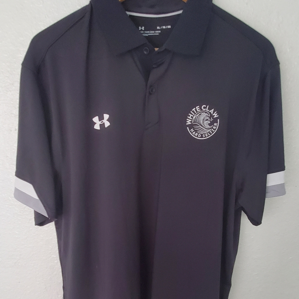 Brand new men's white claw under armor golf polo
